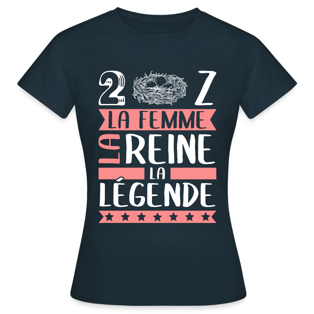 T-shirt femme Denise rébus – La femme, la reine, la légende - marine