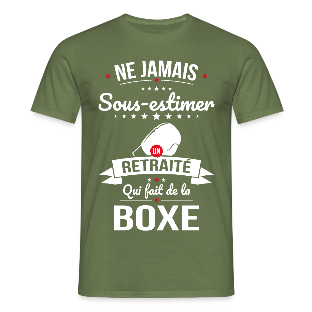 T-shirt Homme - Ne jamais sous-estimer un retraité qui fait de la boxe - vert militaire