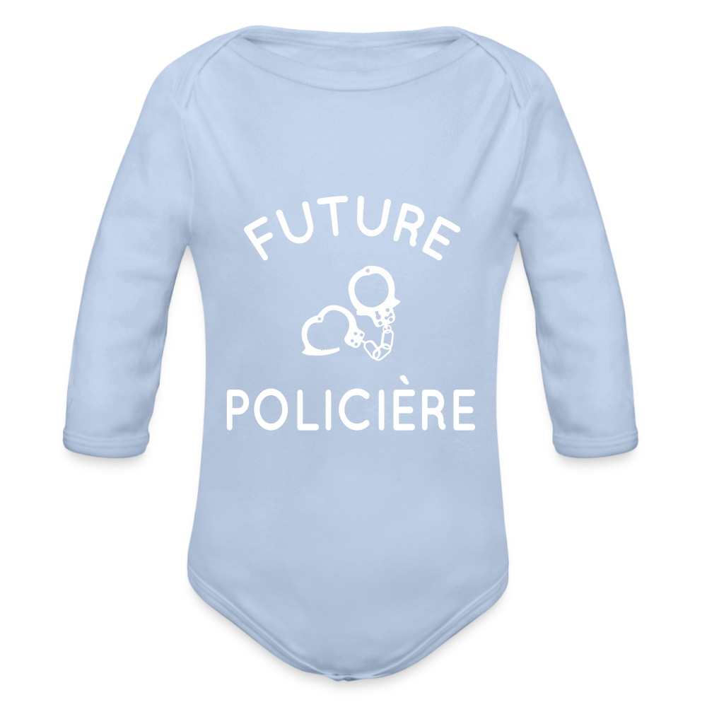 Body Bébé bio manches longues - Future policière - ciel