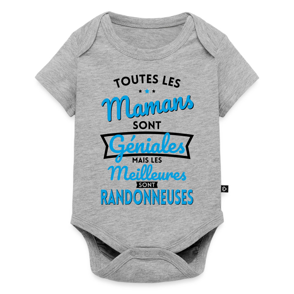 Body Bébé bio manches courtes - Mamans géniales - Les meilleures sont randonneuses - gris chiné