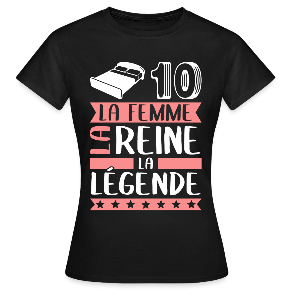 T-shirt femme Lydie rébus – La femme, la reine, la légende - noir