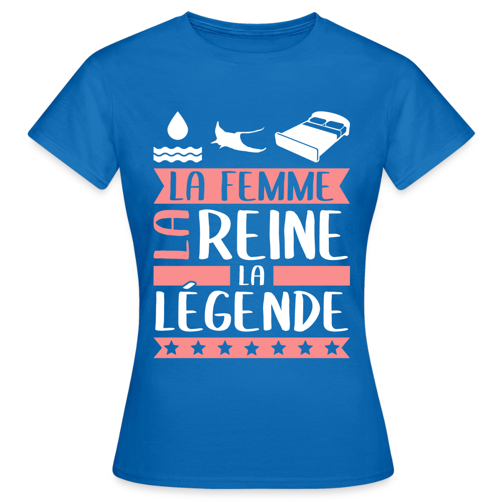 T-shirt femme Aurélie rébus – La femme, la reine, la légende - bleu royal