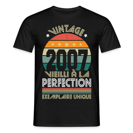 T-shirt Homme - Anniversaire 18 Ans - Vintage 2007 - noir