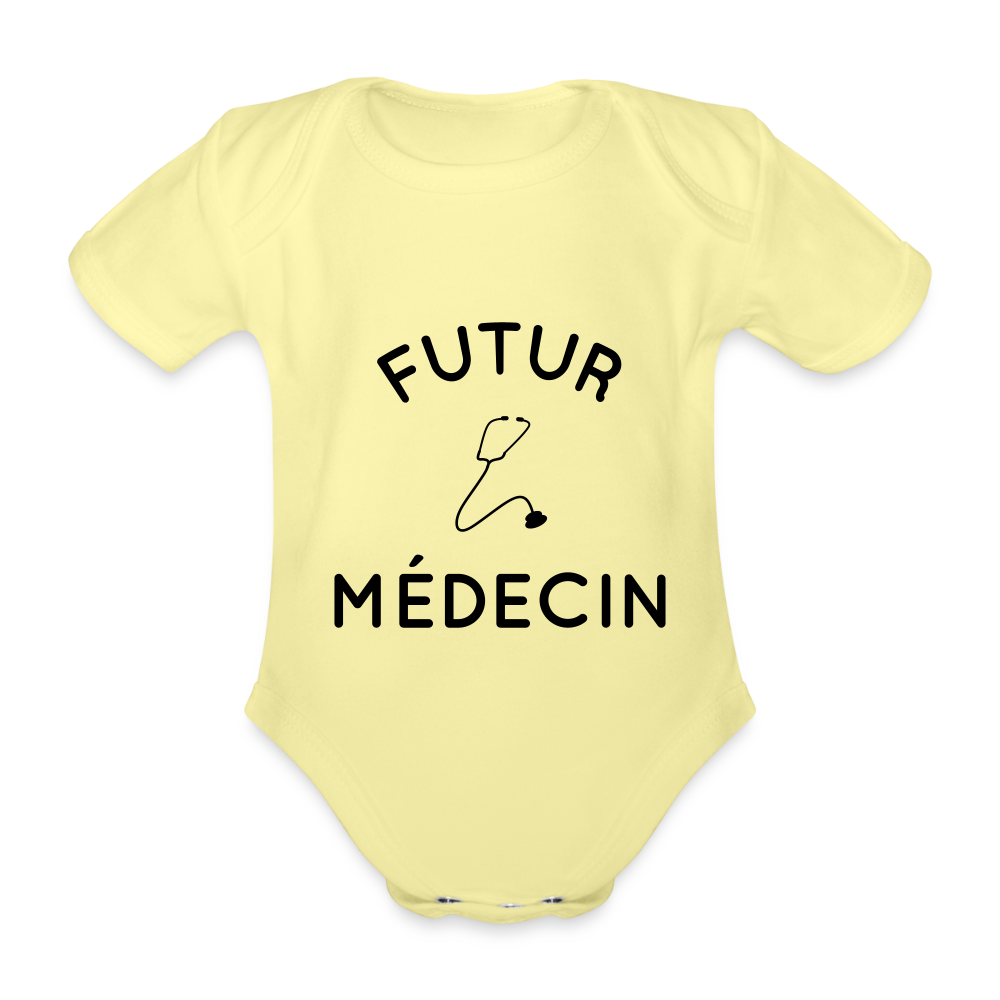 Body Bébé bio manches courtes - Futur médecin - jaune délavé