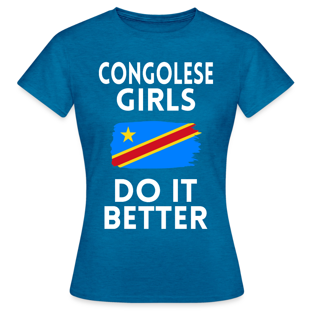 T-shirt femme - Congolese Girls Do It Better - RDC - bleu saphir antique chiné