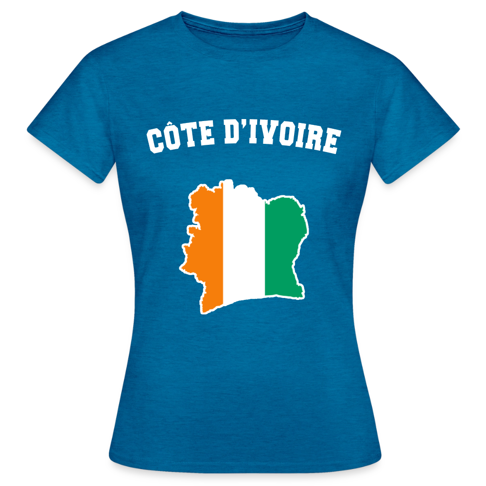 T-shirt Femme - Côte d'Ivoire - bleu saphir antique chiné