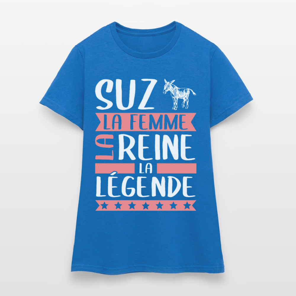 T-shirt femme Suzanne rébus – La femme, la reine, la légende - bleu royal