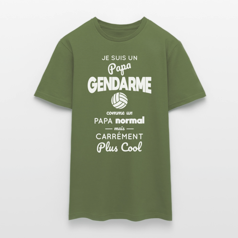 T-shirt Homme - Papa gendarme plus cool - vert militaire