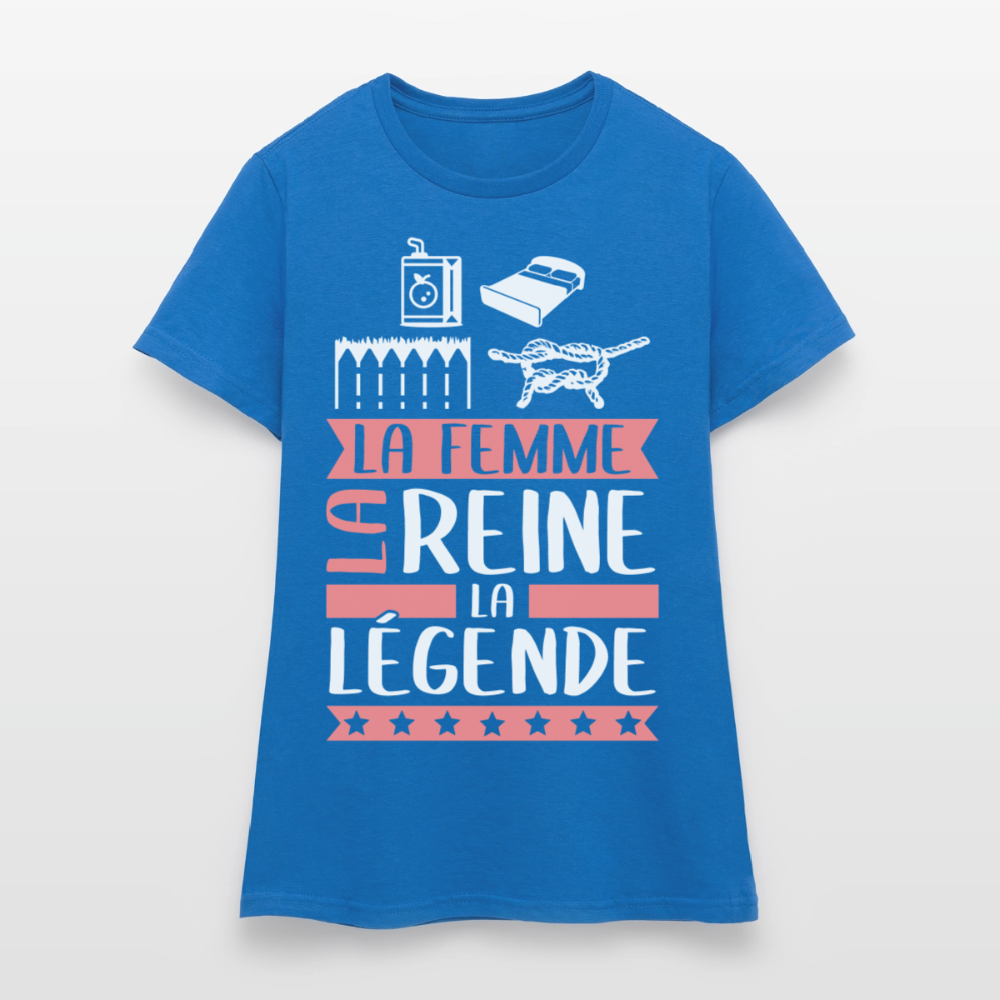 T-shirt femme Julienne rébus – La femme, la reine, la légende - bleu royal