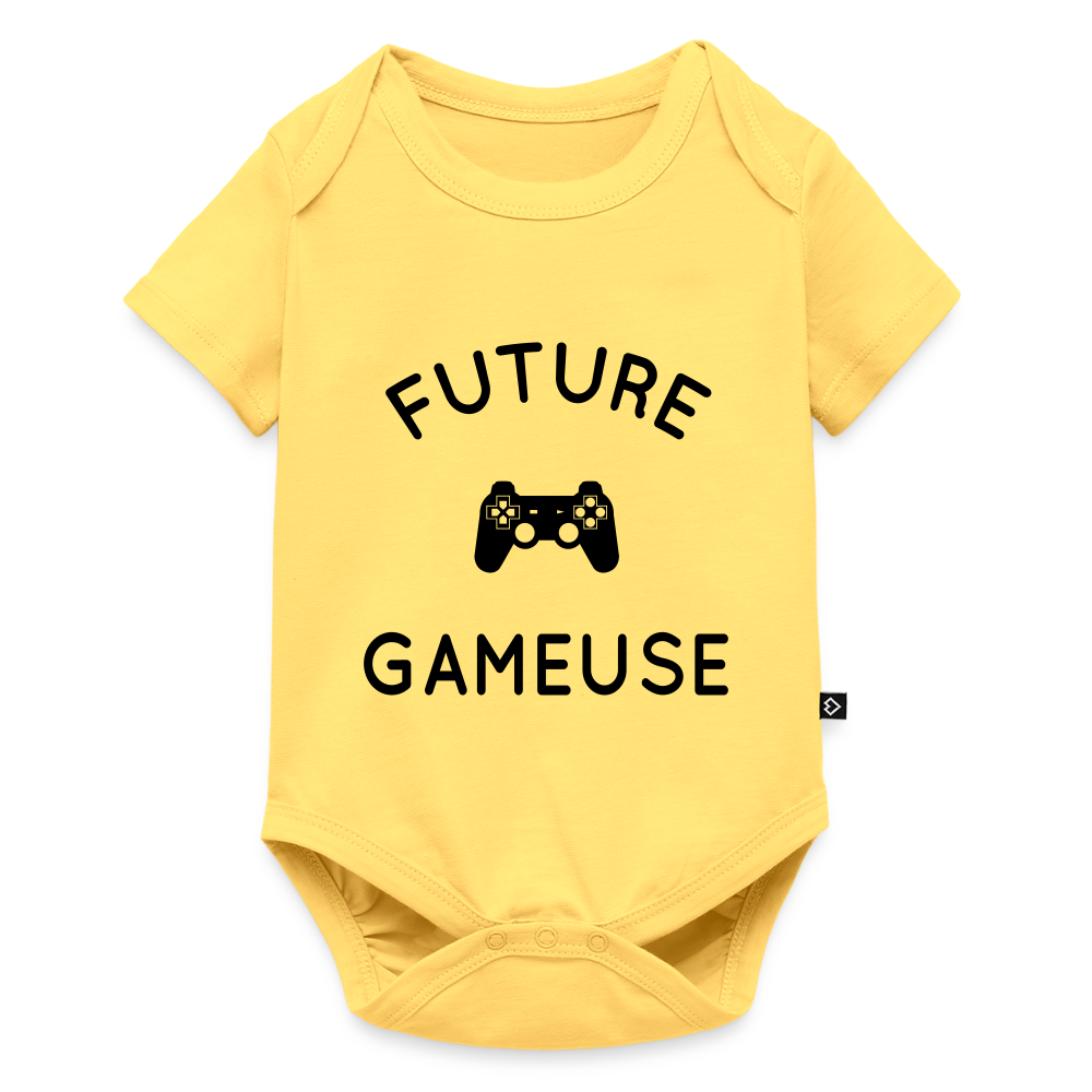 Body Bébé bio manches courtes - Future gameuse - jaune pastel