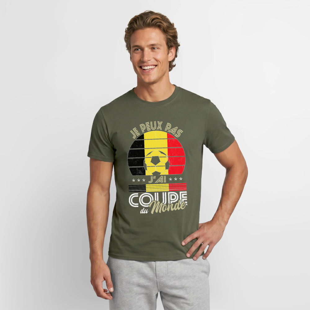 T-shirt Homme - Je peux pas j'ai Coupe du Monde - Belgique - vert militaire