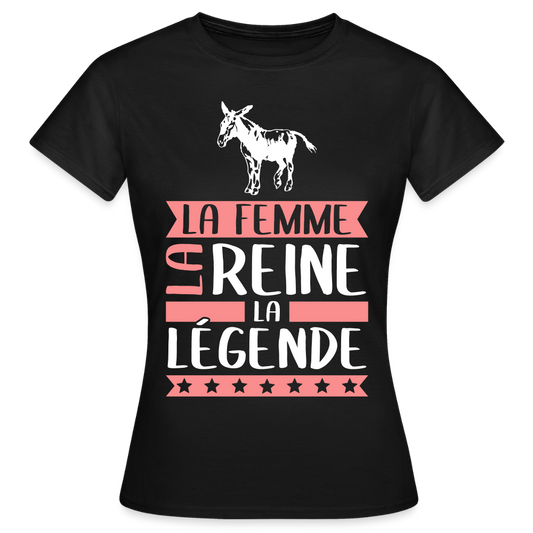 T-shirt femme Anne rébus – La femme, la reine, la légende - noir