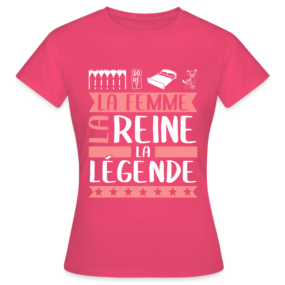 T-shirt femme Emilienne rébus – La femme, la reine, la légende - rose azalée