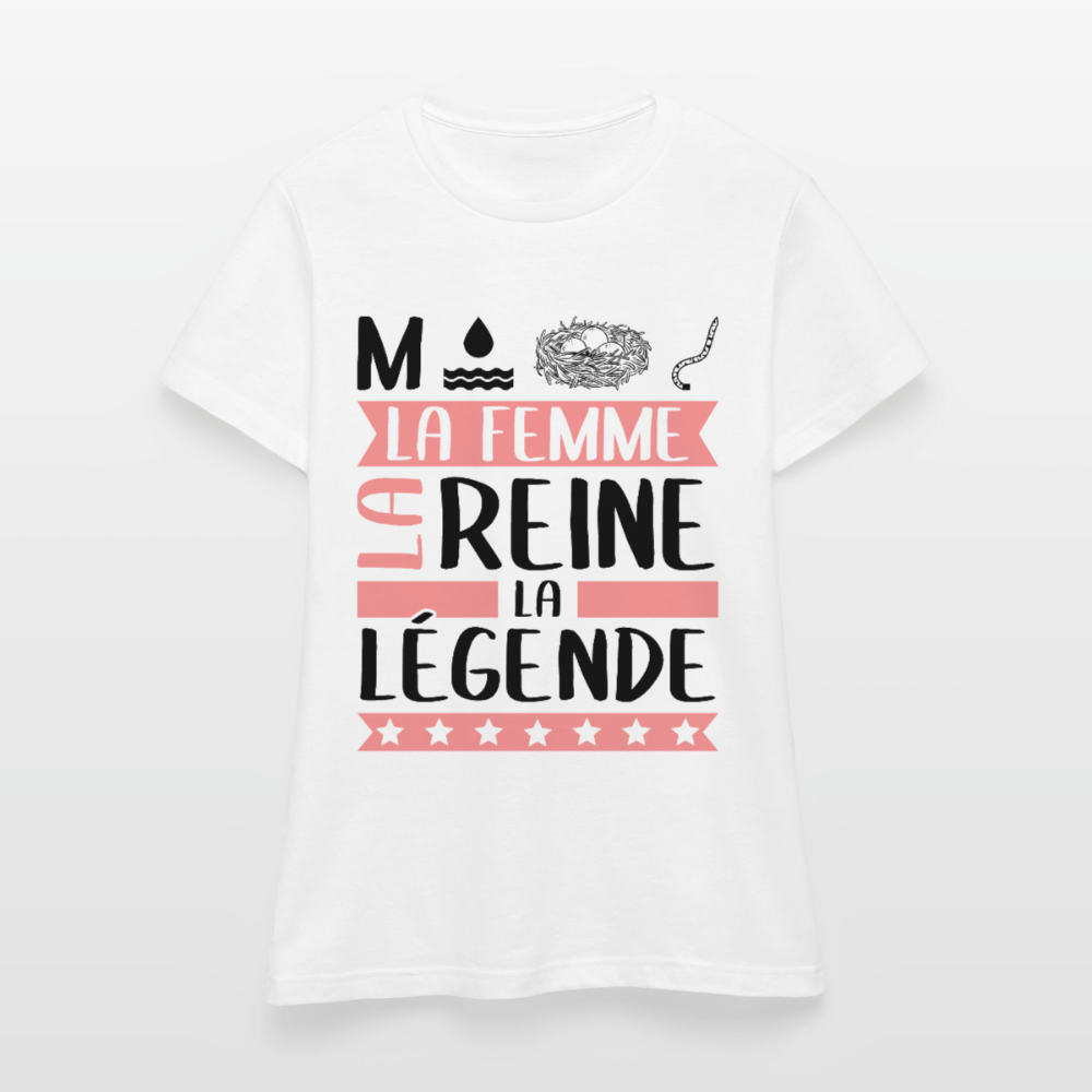 T-shirt femme coloris clair Monique rébus – La femme, la reine, la légende - blanc