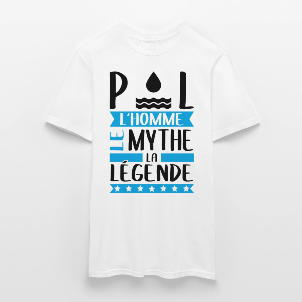 T-shirt homme coloris clair Paul en rébus – L’homme, le mythe, la légende - blanc