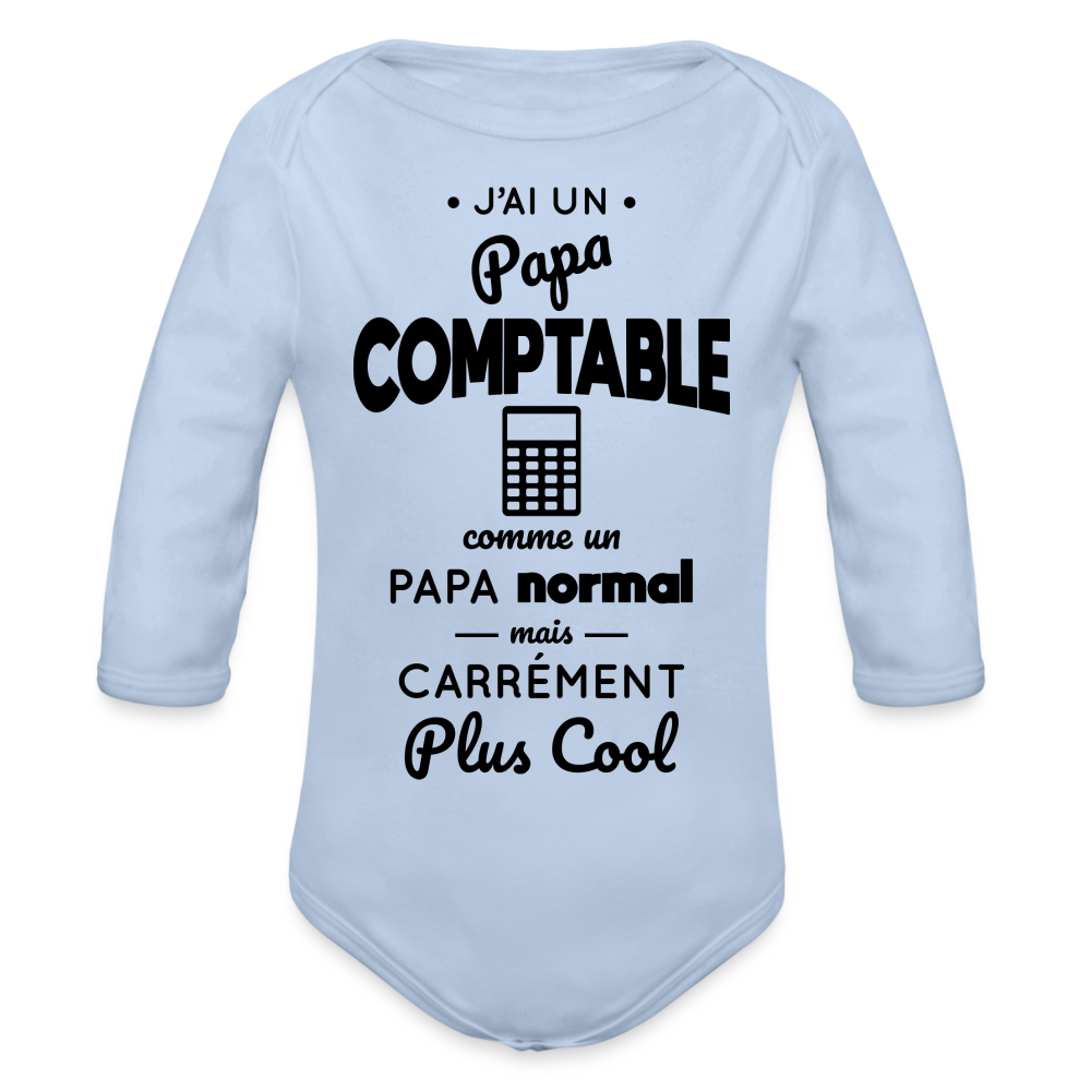Body Bébé bio manches longues - J'ai un papa comptable - ciel