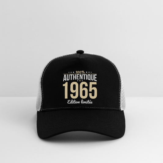 Casquette Trucker - Anniversaire 60 Ans - 100% Authentique 1965 - noir/gris pierre