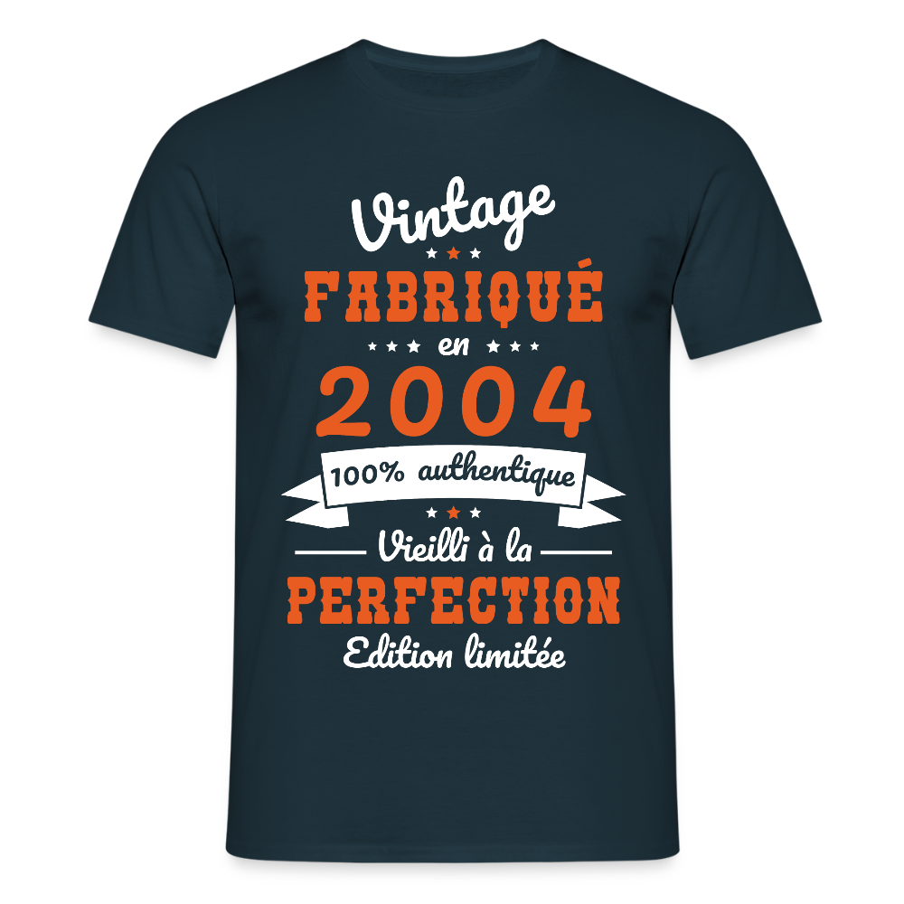 T-shirt Homme - Anniversaire 21 Ans - Vintage Fabriqué en 2004 - marine