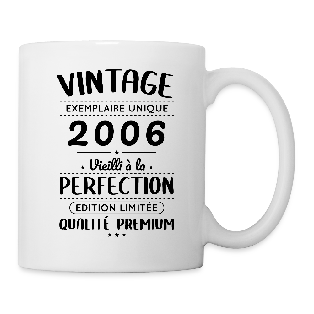 Mug blanc anniversaire homme 20 ans – Vintage 2006 – Perfection - blanc