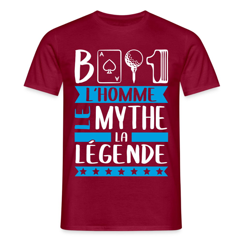 T-shirt homme Bastien rébus – L’homme, le mythe, la légende - rouge brique