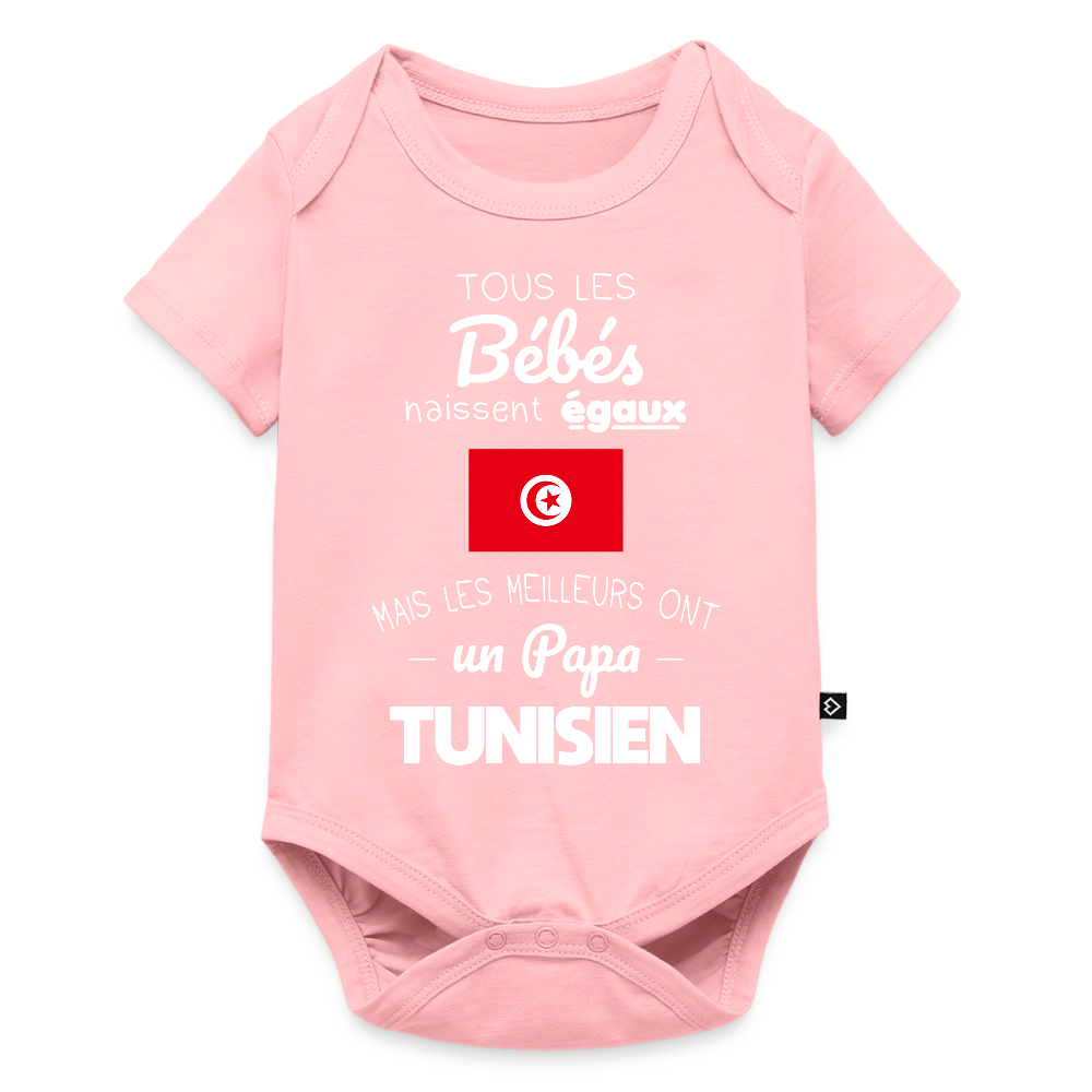 Body Bébé bio manches courtes - Les Meilleurs Ont Un Papa Tunisien - rose