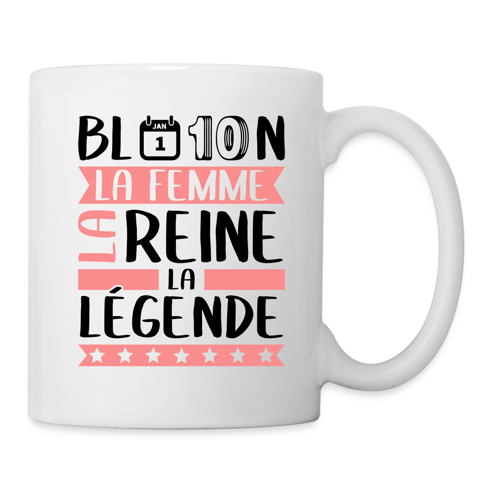 Mug blanc Blandine rébus – La femme, la reine, la légende - blanc
