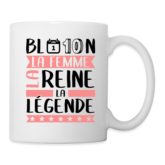 Mug blanc Blandine rébus – La femme, la reine, la légende - blanc