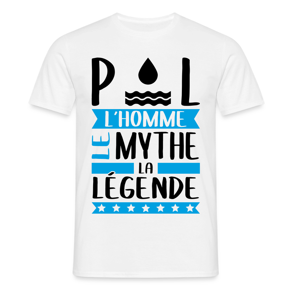 T-shirt homme coloris clair Paul en rébus – L’homme, le mythe, la légende - blanc