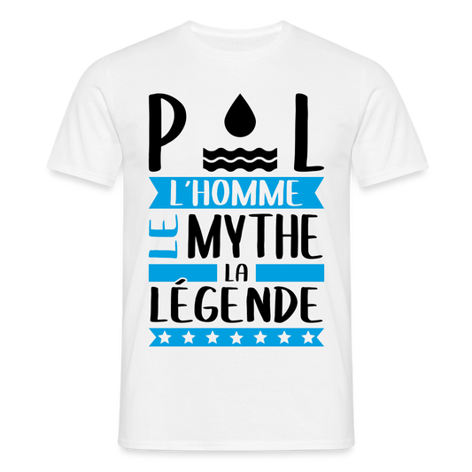 T-shirt homme coloris clair Paul en rébus – L’homme, le mythe, la légende - blanc