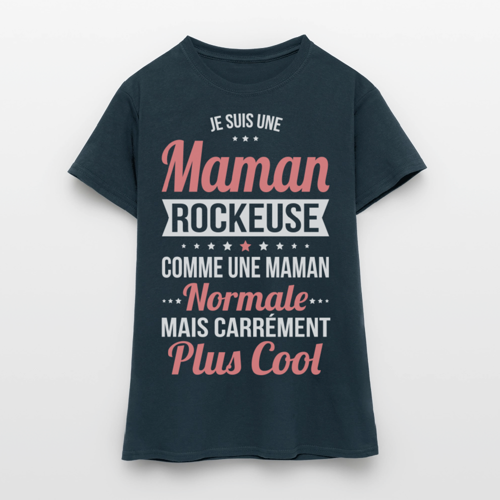 T-shirt Femme - Maman rockeuse plus cool - marine