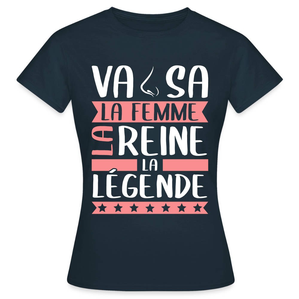 T-shirt femme Vanessa rébus – La femme, la reine, la légende - marine