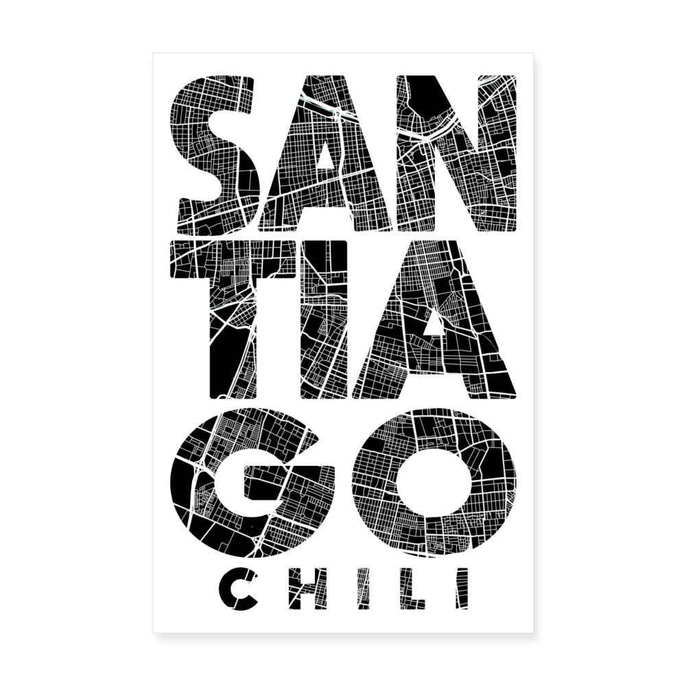 Poster Santiago - Plan Santiago - 20 x 30 cm - blanc