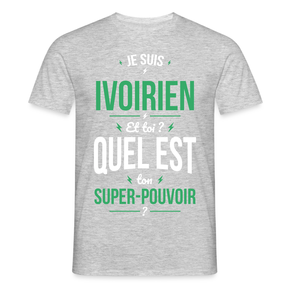 T-shirt Homme - Je suis Ivoirien - Super-pouvoir - gris chiné