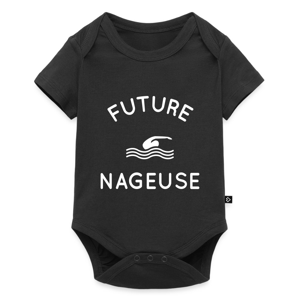 Body Bébé bio manches courtes - Future nageuse - noir