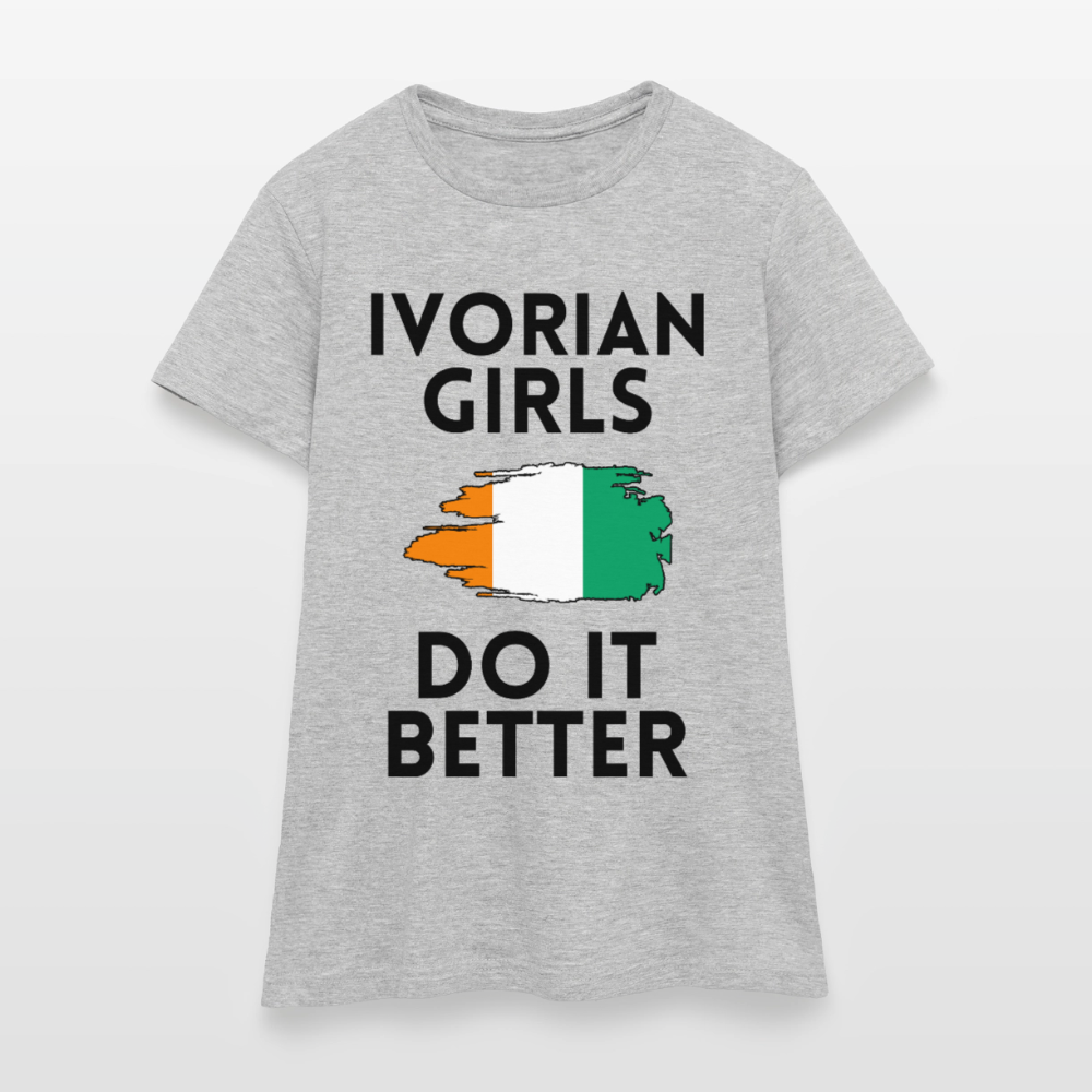T-shirt femme coloris clair - Ivorian Girls Do It Better - gris chiné