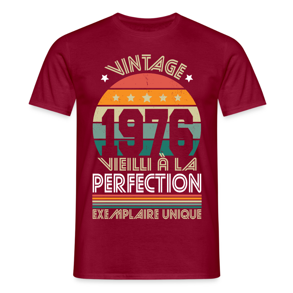 T-shirt anniversaire homme 50 ans – Vintage 1976 - Exemplaire unique - rouge brique