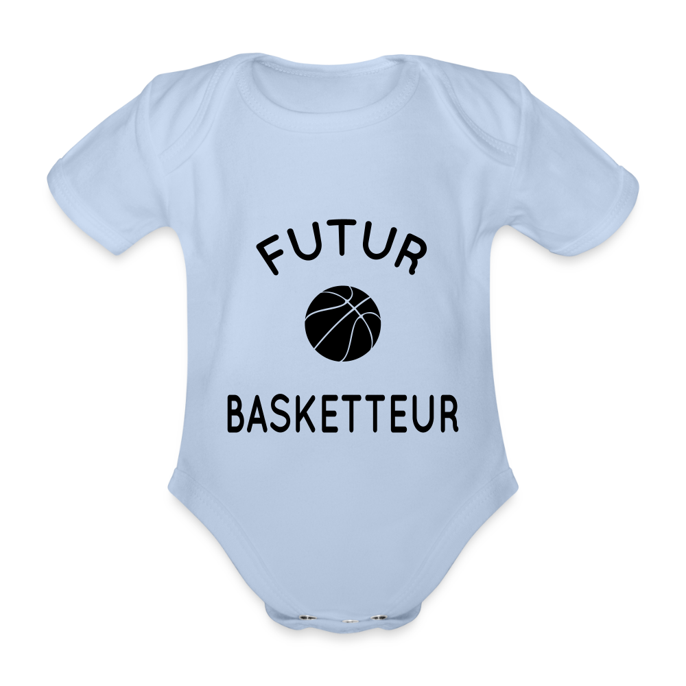Body Bébé bio manches courtes - Futur basketteur - ciel
