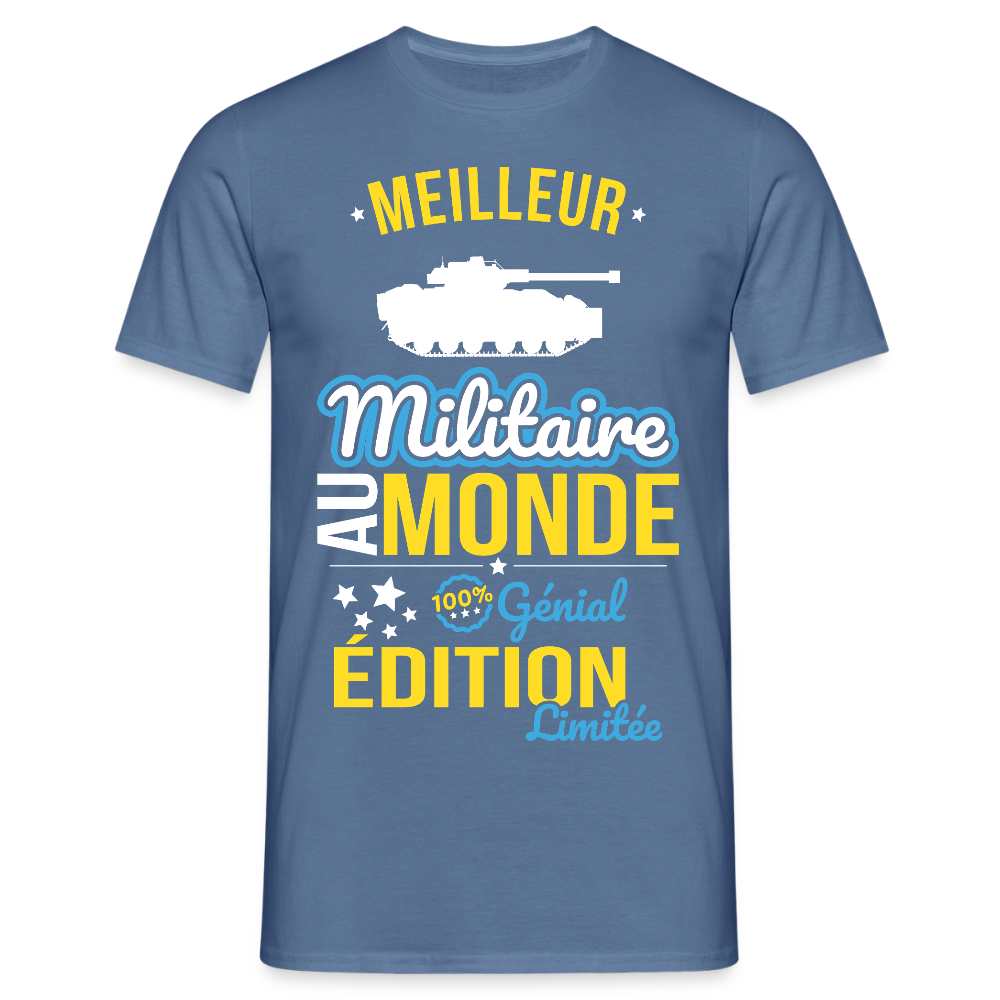 T-shirt Homme - Meilleur Militaire au monde - 100% génial - bleu pigeon 