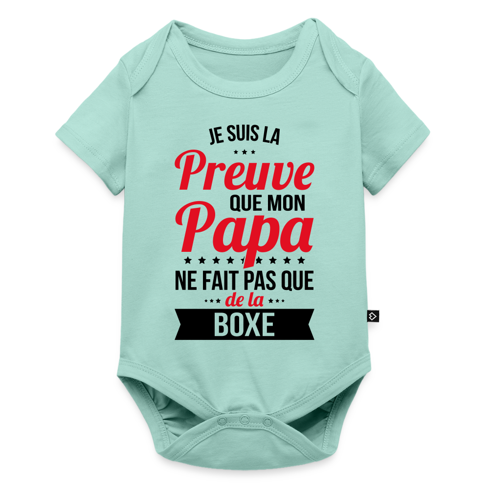 Body Bébé bio manches courtes - Mon Papa Ne Fait Pas Que De La Boxe - menthe 