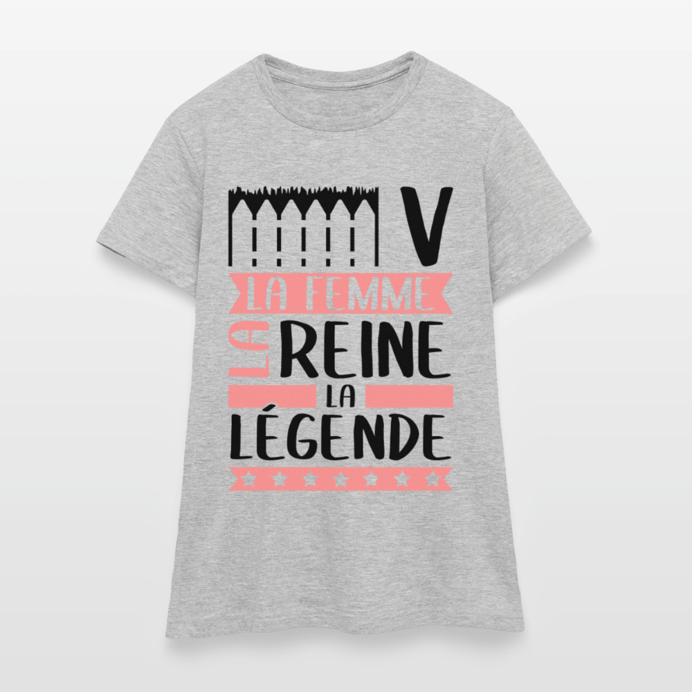 T-shirt femme coloris clair Eve rébus – La femme, la reine, la légende - gris chiné