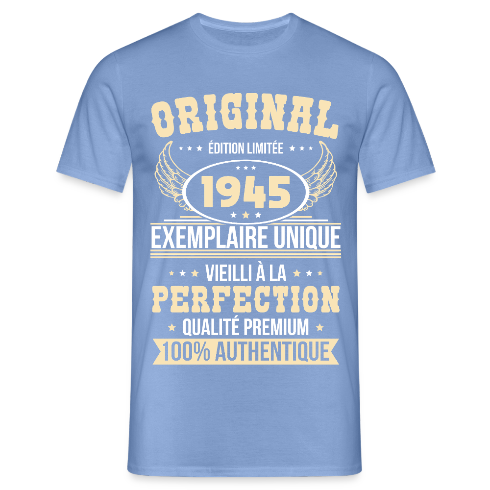 T-shirt Homme - Anniversaire 80 Ans - Original 1945 - carolina blue