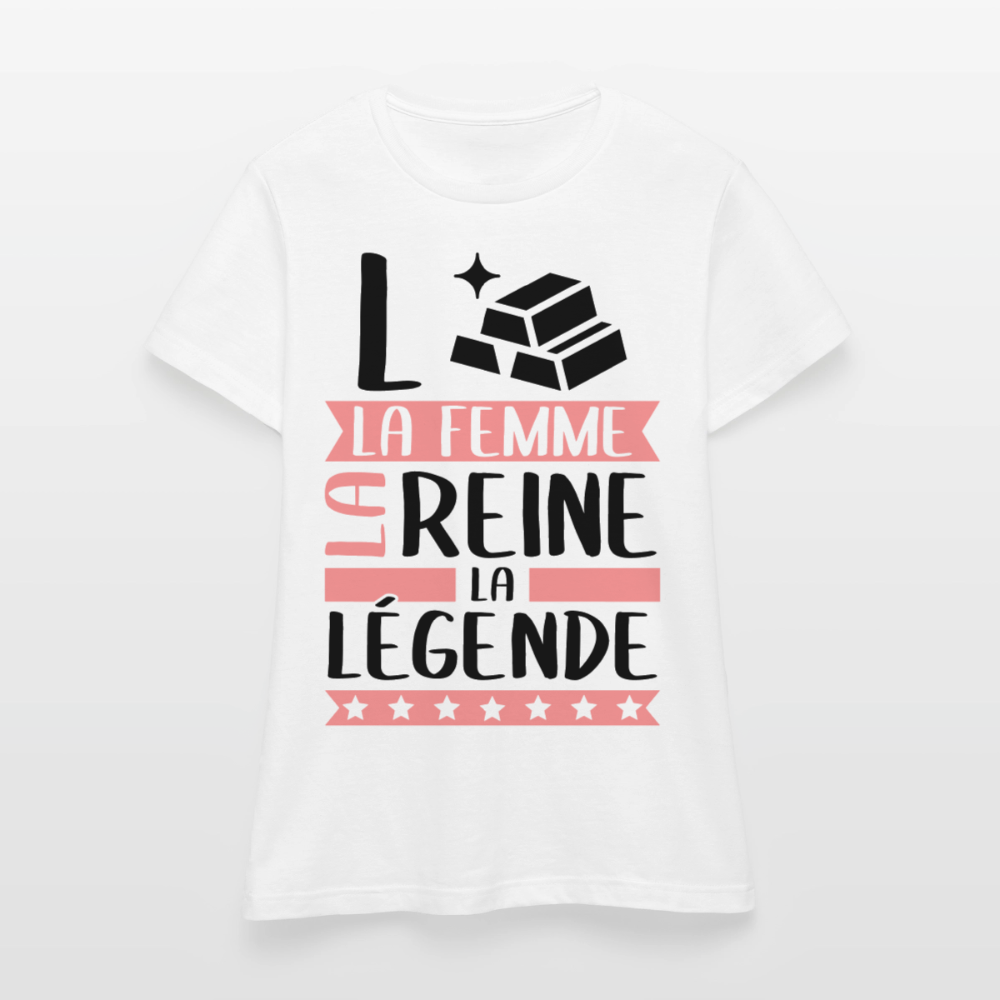 T-shirt femme coloris clair Laure rébus – La femme, la reine, la légende - blanc