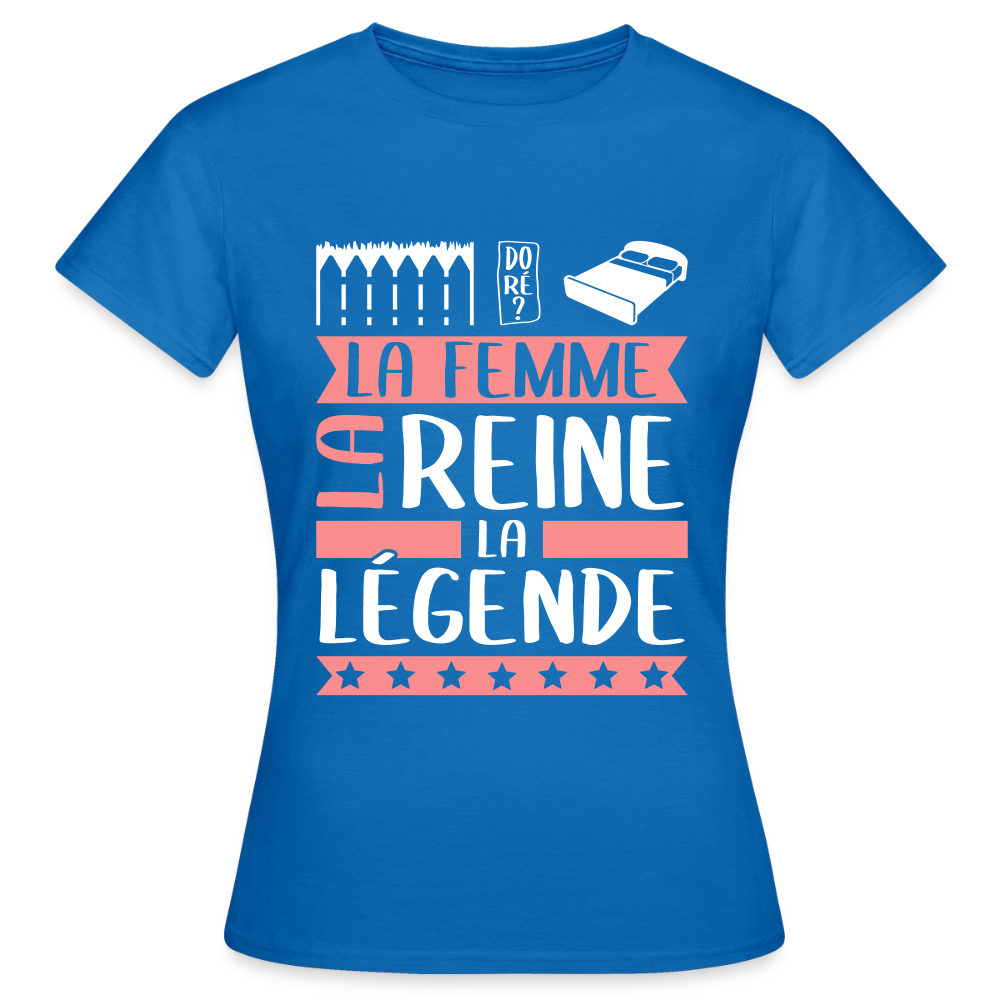 T-shirt femme Emilie rébus – La femme, la reine, la légende - bleu royal