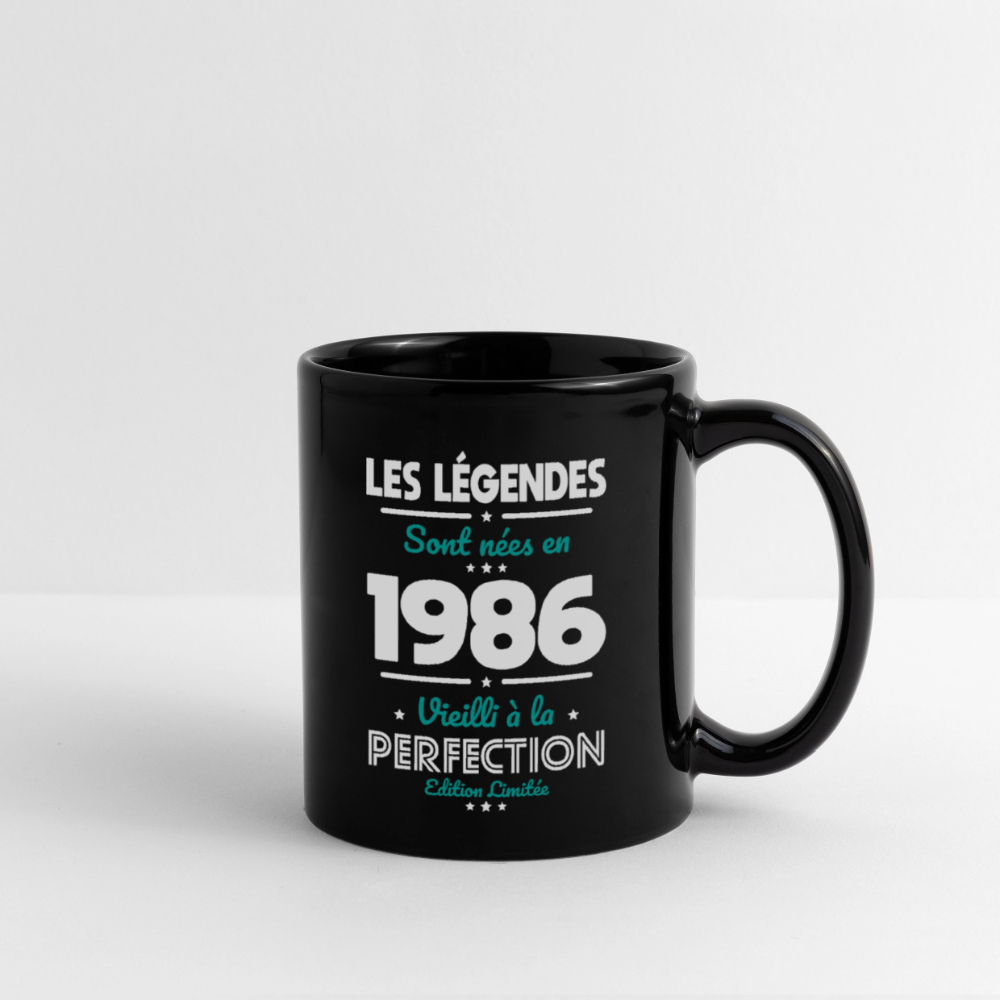 Mug anniversaire noir homme 40 ans – Les légendes sont nées en 1986 - noir