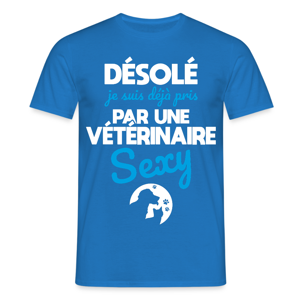 T-shirt Homme - Je suis pris par une vétérinaire sexy - bleu royal