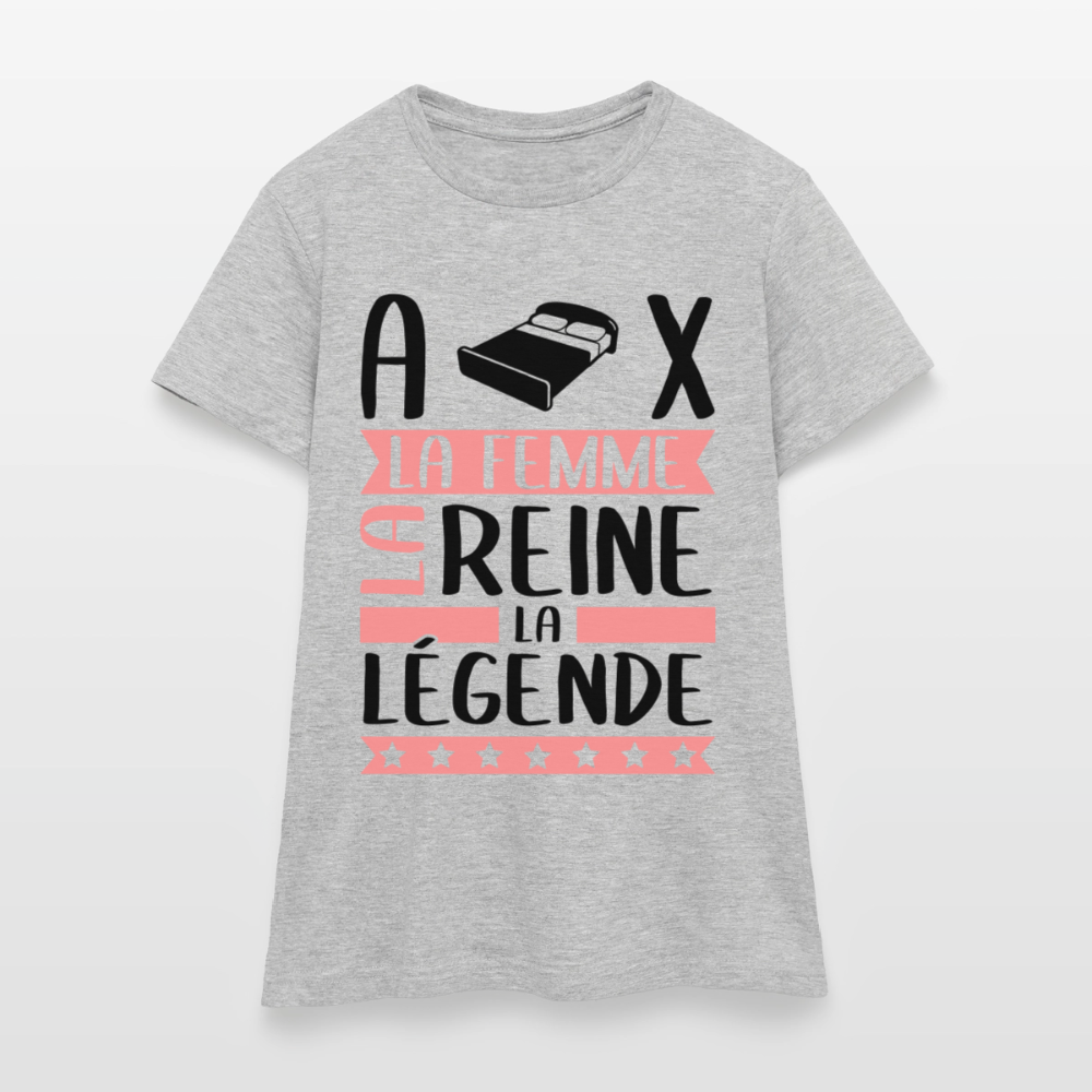 T-shirt femme coloris clair Alix rébus – La femme, la reine, la légende - gris chiné