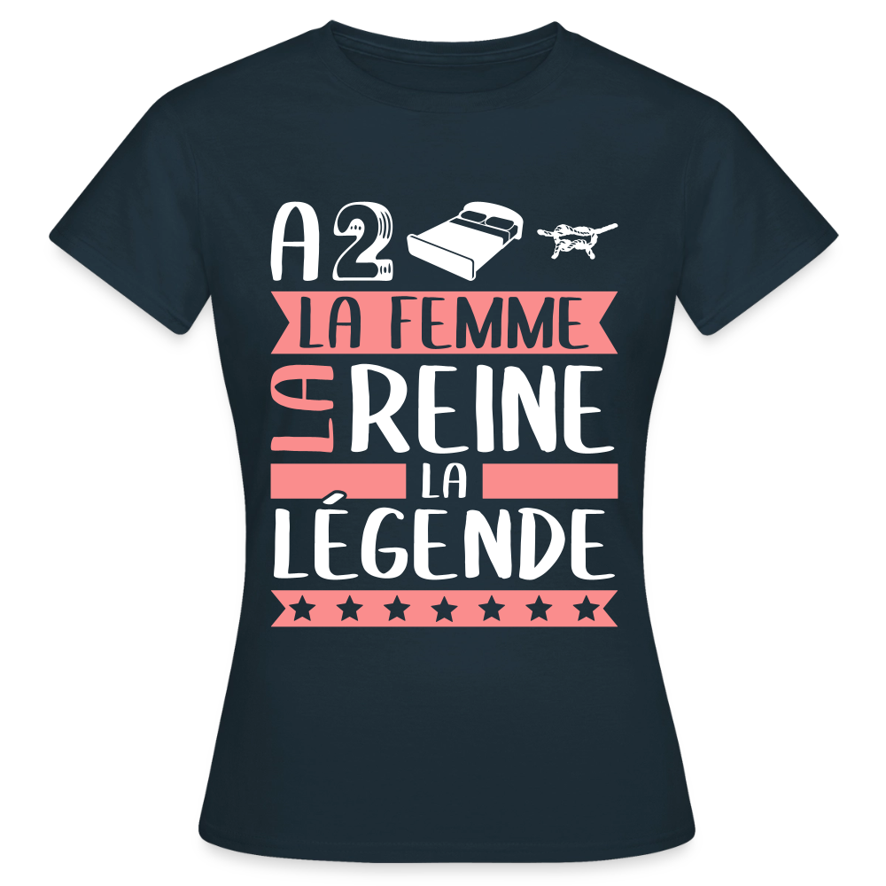 T-shirt femme Adeline rébus – La femme, la reine, la légende - marine