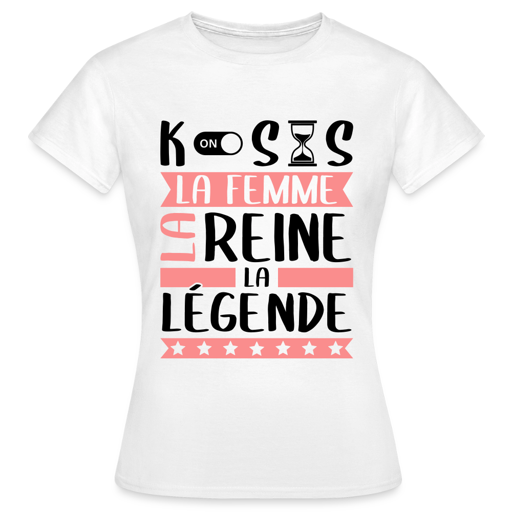 T-shirt femme coloris clair Constance en rébus – La femme, la reine, la légende - blanc