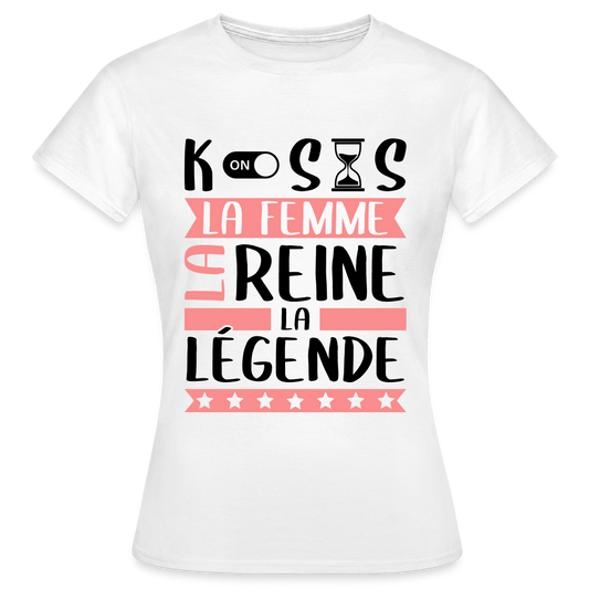T-shirt femme coloris clair Constance en rébus – La femme, la reine, la légende - blanc