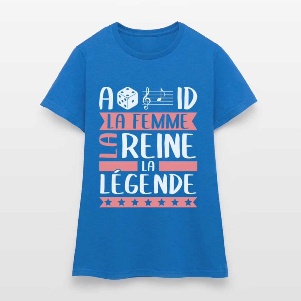 T-shirt femme Adélaïde rébus – La femme, la reine, la légende - bleu royal